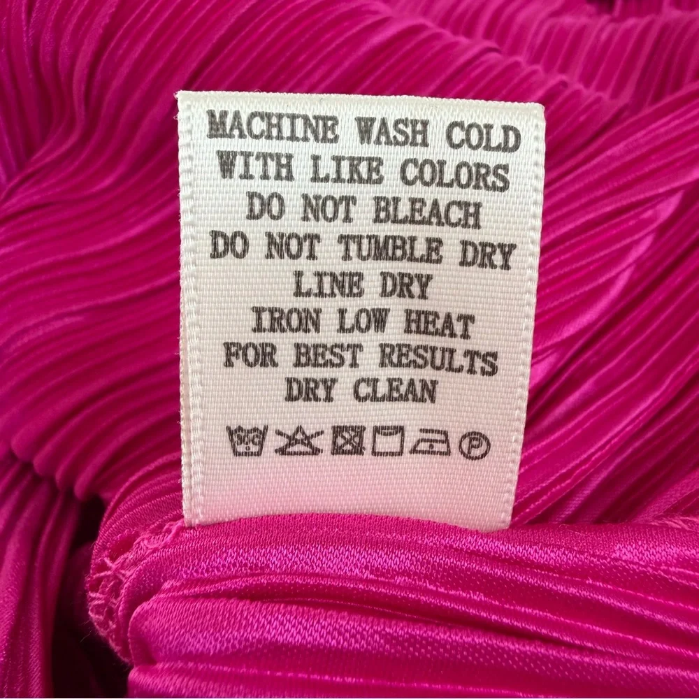 NWT Bohme New In Clara Hot Pink Satin Ribbed Pleated Wide Leg Matching Set